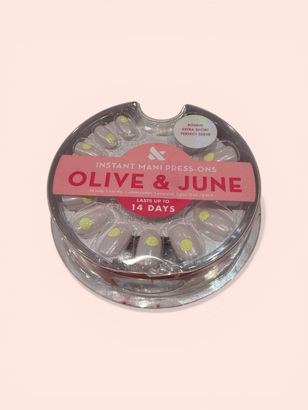 Olive & June Instant Mani Press-On Nails - Clear with Neon Yellow Dot